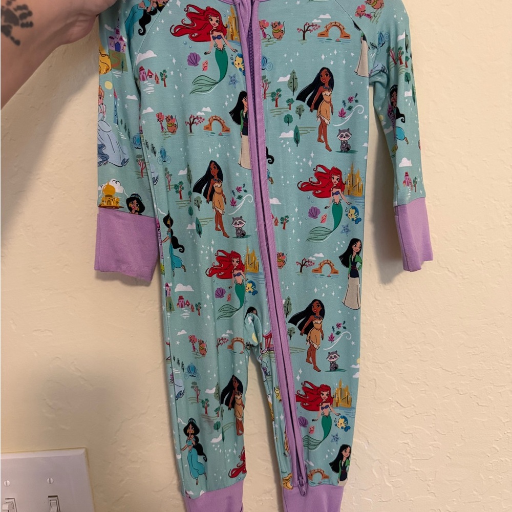 Little Sleepies Mint and Lavender Disney Princess One-Piece Footie